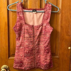 VANITY Upscale Pink Lined Dazzling Tank Top with Front Hooks. High Quality